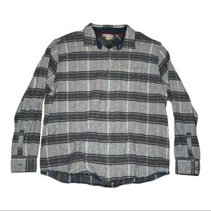 Carbon 2 Cobalt Plaid Flannel Long Sleeve Button Up Gray Shirt Men’s Size Large